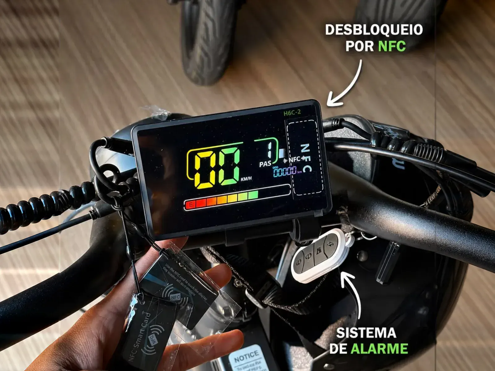 Painel da V9 Max Range: desbloqueio por NFC e sistema de alarme